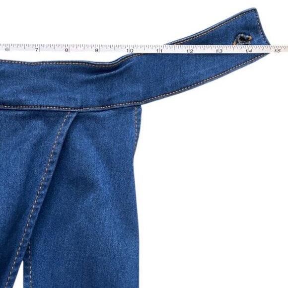 Mitzi Michel Open Back Flared Leg Stretch Denim Jumpsuit Women's Small - Picture 12 of 16